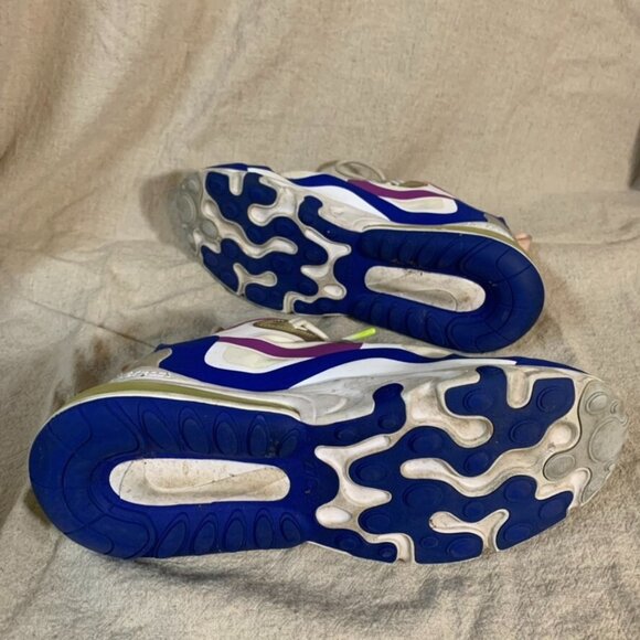 Nike Air Max 270 React Mens 7.5 Sneakers White Berry Royal Running Sports - Picture 8 of 10